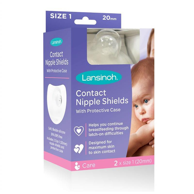 Lansinoh Contact Nipple Shields for Breastfeeding, 2 Nipple Shields (20mm)  and Case