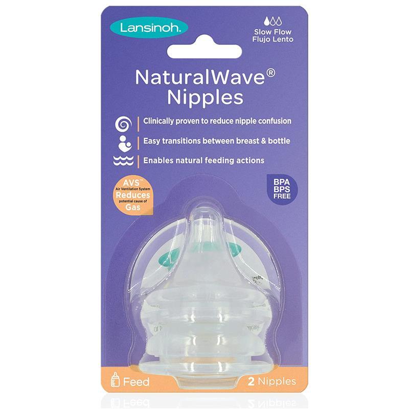 CLEARANCE - Lansinoh Natural Wave 2 Slow Flow Nipples, Pack of 2