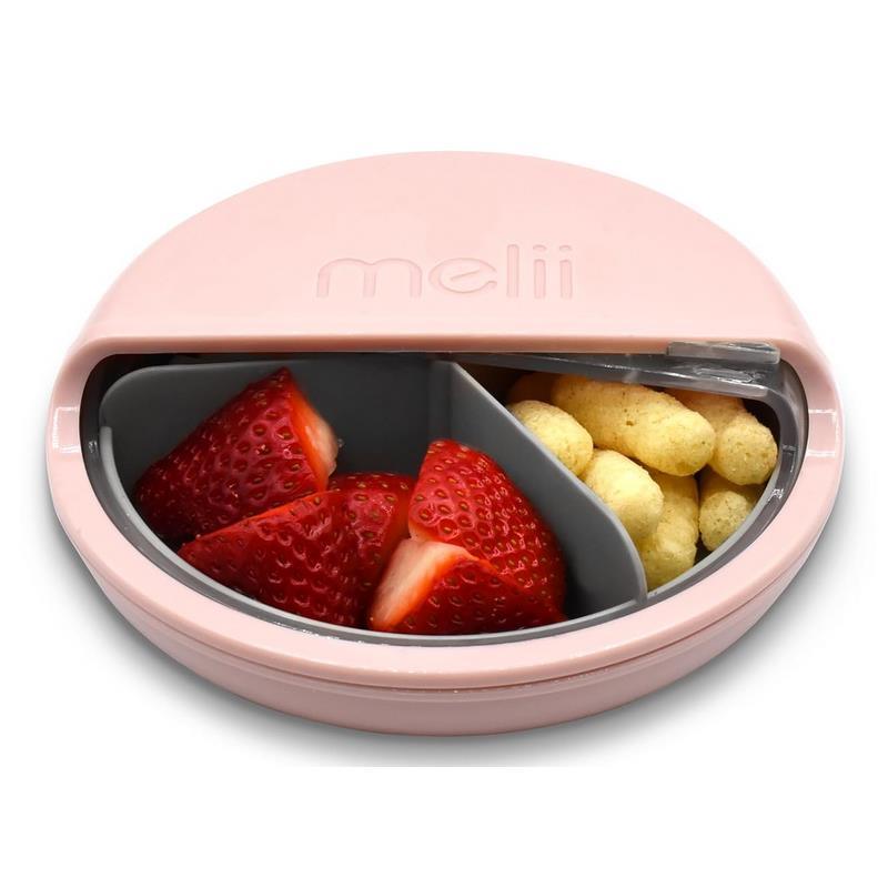 Melii - 3 Compartments Spin Snack Container, Pink