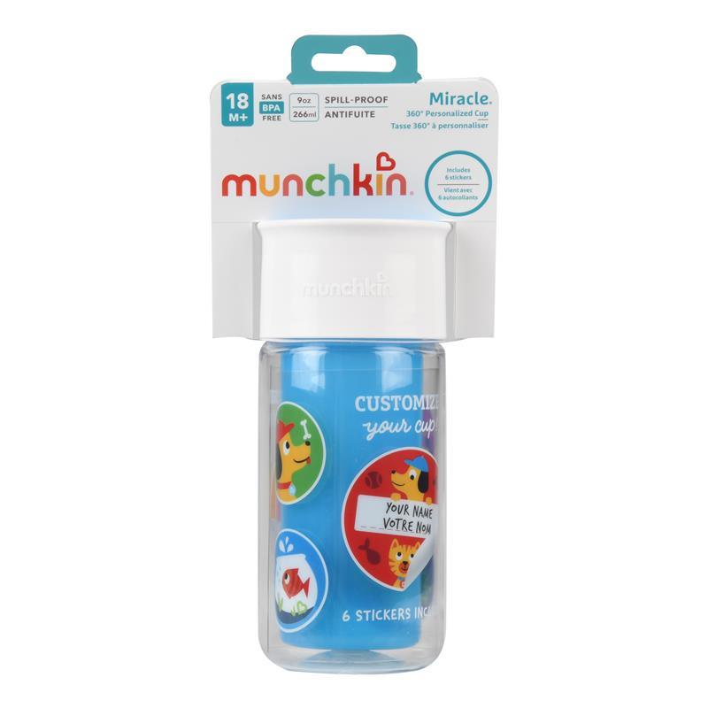 Munchkin Miracle 360 Insulated Sticker Cup, 9 Ounce, Blue