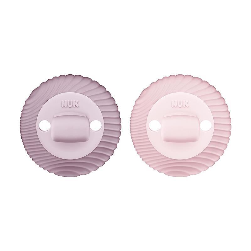 NUK - For Nature 2Pk Girl Silicone Soother 2-in-1, 0/12M