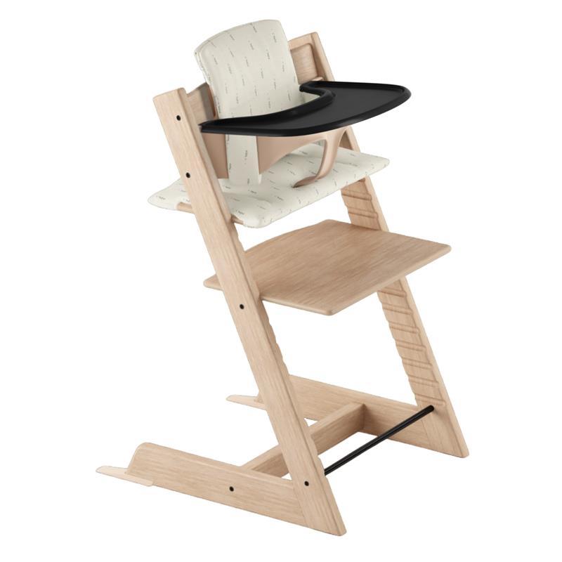 Stokke Tripp Trapp® High Chair Bundle - Oak Natural | Wheat Cream Cushion |  Black Tray