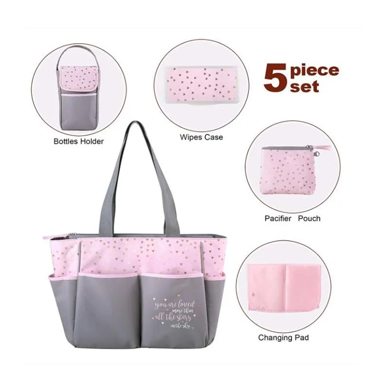 A.D. Sutton - 5Pk Baby Essentials Diaper Bag Set, Pink Image 3