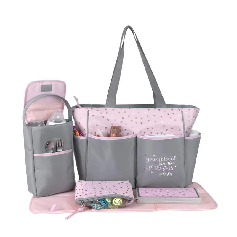 A.D. Sutton - 5Pk Baby Essentials Diaper Bag Set, Pink Image 5