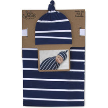 A.D Sutton - Baby Cotton Swaddle Blanket Wrap with Headband or Hat Set, Blue Space Image 1