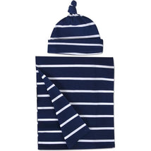 A.D Sutton - Baby Cotton Swaddle Blanket Wrap with Headband or Hat Set, Blue Space Image 2