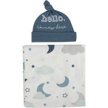 A.D Sutton - Baby Cotton Swaddle Blanket Wrap with Headband or Hat Set, Hello I'm New Here Image 2