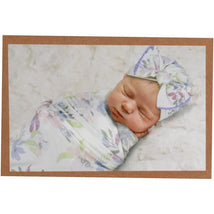 A.D Sutton - Baby Cotton Swaddle Blanket Wrap with Headband or Hat Set, Lilac Flower Image 2
