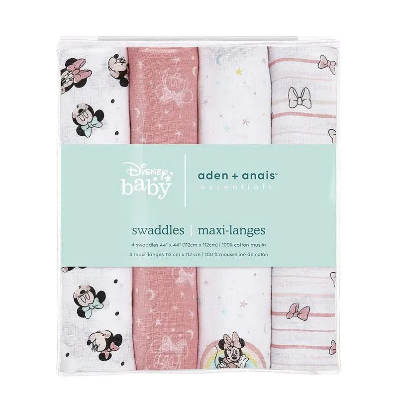 Aden + Anais - Swaddle Blanket, Muslin Blankets, 4 Pk, Minnie Mouse Rainbows Image 3