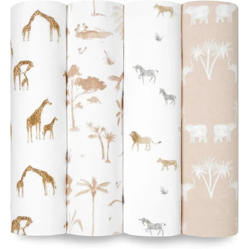 Aden + Anais - Swaddle Blanket, 100% Organic Cotton Blankets, 4 Pack, Safari Dreams Image 1