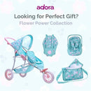 Adora - Baby Doll Diaper Bag, Includes Changing Mat and 2 Doll Diapers, Blue Flower Power Image 4