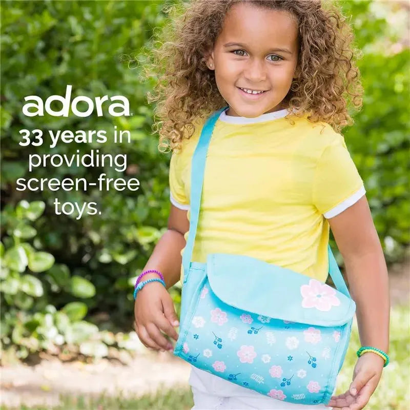 Adora - Baby Doll Diaper Bag, Includes Changing Mat and 2 Doll Diapers, Blue Flower Power Image 5