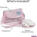 Adora - Baby Doll Diaper Bag, Includes Changing Mat and 2 Doll Diapers, Classic Pastel Pink Image 8