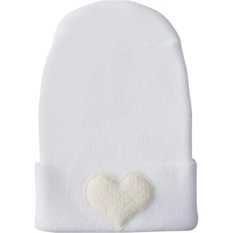 Adora Baby Gifts - Newborn Baby Hospital Hat, Fuzzy Ivory Heart Image 1