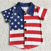 Aier - Baby Boys 4Th Of July Star Stripe Shirts Image 1