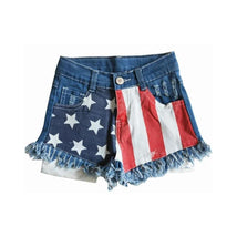 Aier - Baby Girls 4Th Of July Summer Denim Star Shorts Image 1