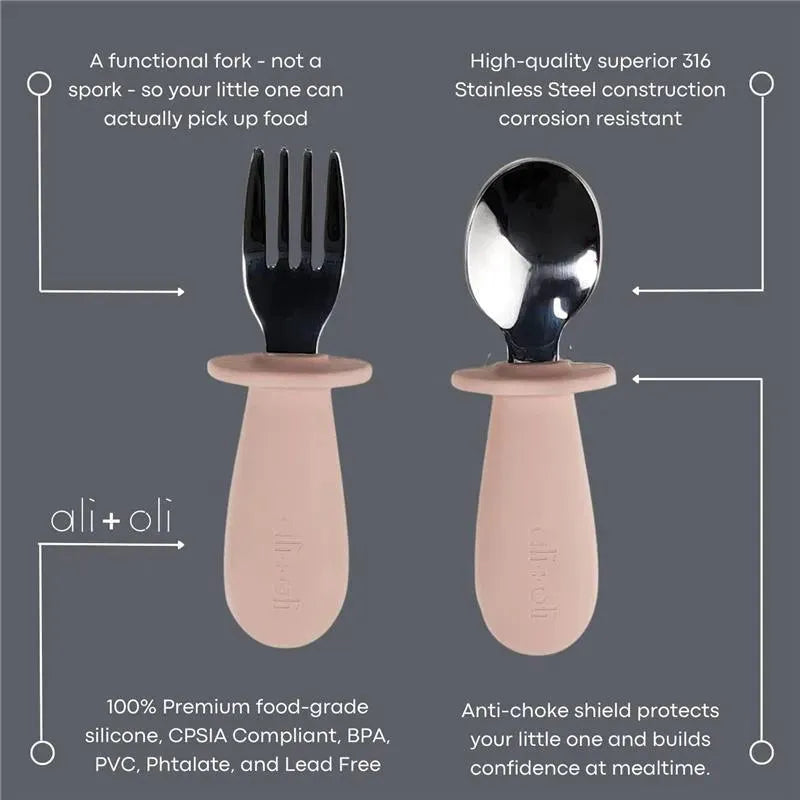 Ali+Oli - Spoon & Fork Learning Set for Toddlers, 6m+, Pink Image 7