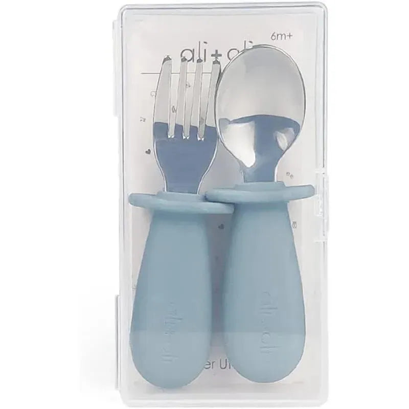 Ali+Oli - Spoon & Fork Learning Set for Toddlers, 6m+, Powder Blue Image 2