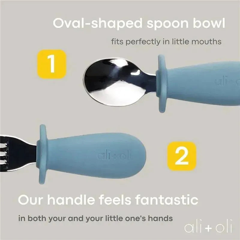 Ali+Oli - Spoon & Fork Learning Set for Toddlers, 6m+, Powder Blue Image 4