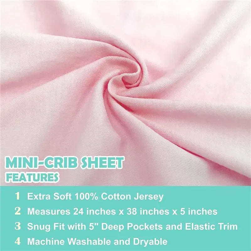 American Baby - Fitted Mini Crib Sheet 24 x 38, 100% Cotton Jersey Portable Sheet, Baby Pink Image 5