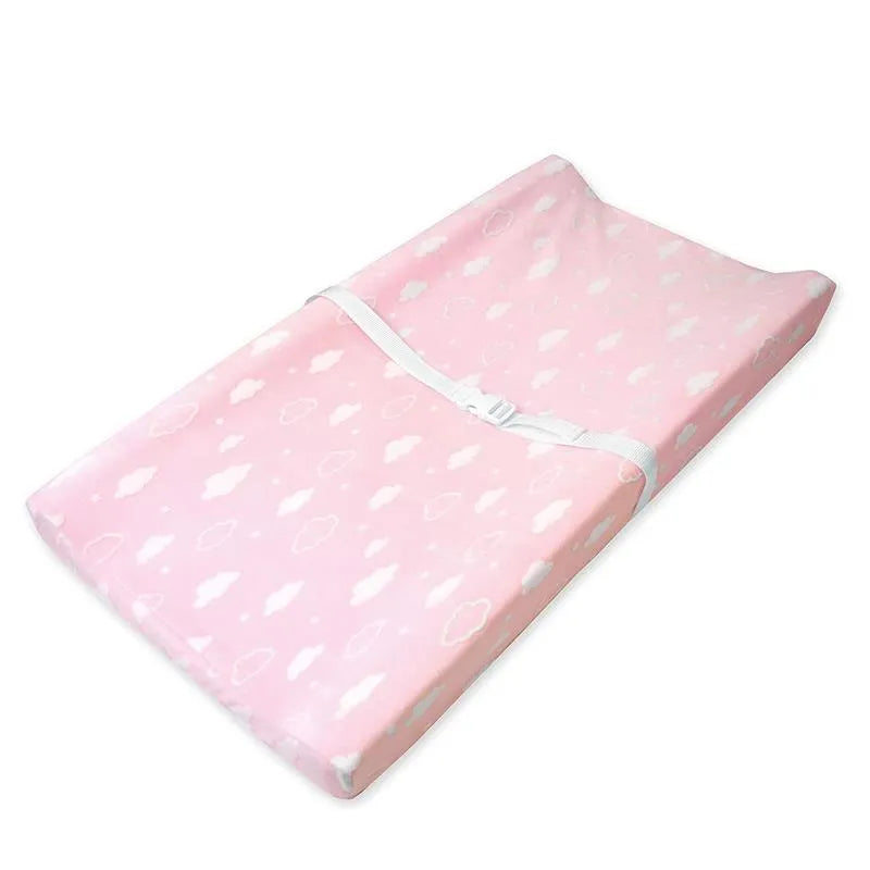 American Baby - Heavenly Soft Chenille Contoured Changing Pad Cover 17 X 35 X 5, Pink Clouds Image 1