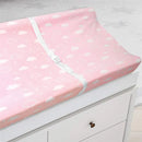 American Baby - Heavenly Soft Chenille Contoured Changing Pad Cover 17 X 35 X 5, Pink Clouds Image 2