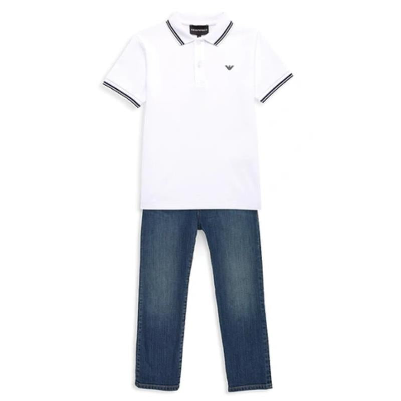 Armani - Baby Boy Essential Short Sleeve Polo, White Image 2