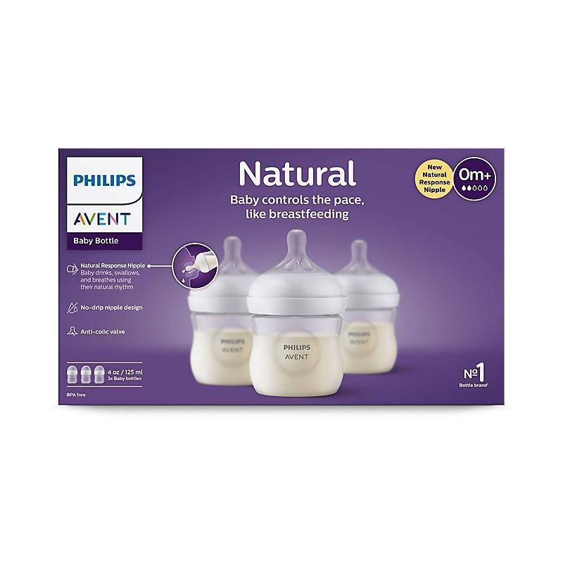 Philips Avent Natural Baby Bottle with Natural Response Nipple, Clear, 9oz,  2pk