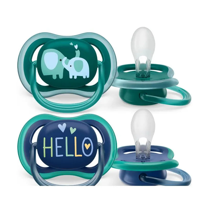 Avent - Ultra Air Pacifier 18M+, Opal Elephant / Blue Hello, 2 Pack Image 4