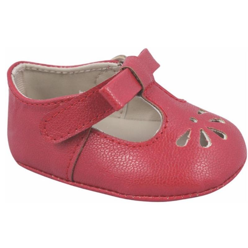 Baby Deer - Baby Girl Red Velvet T-Strap Sandal With Ankle Strap Image 1