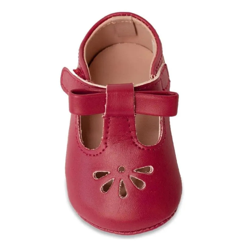 Baby Deer - Baby Girl Red Velvet T-Strap Sandal With Ankle Strap Image 2