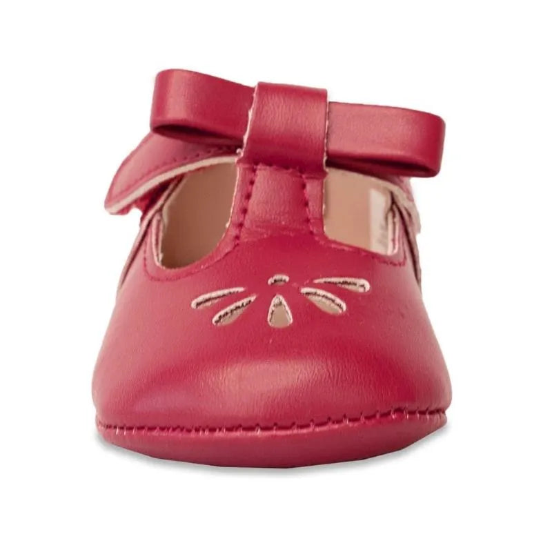 Baby Deer - Baby Girl Red Velvet T-Strap Sandal With Ankle Strap Image 3