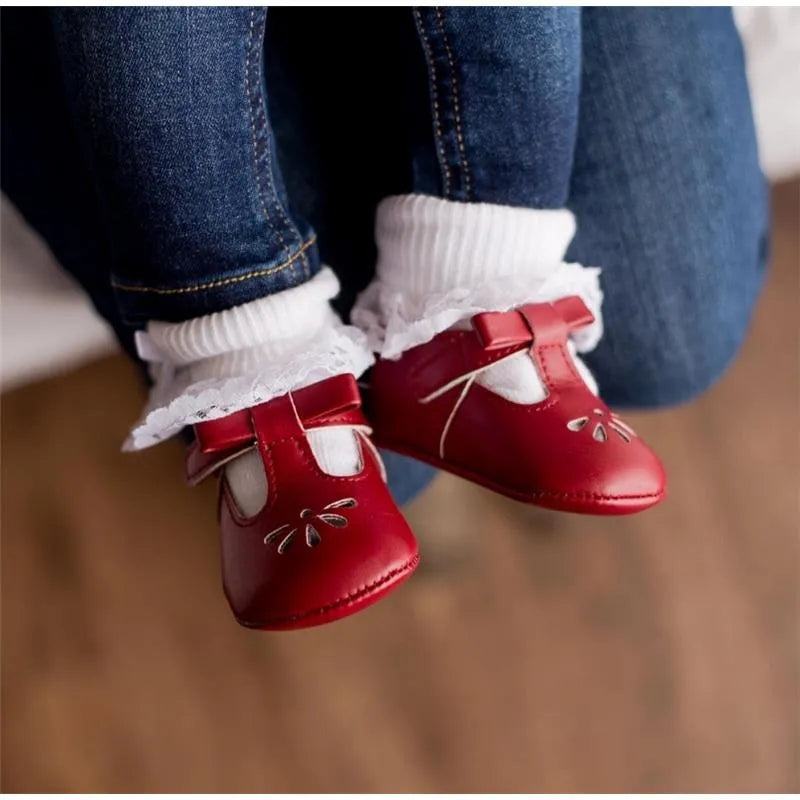 Baby Deer - Baby Girl Red Velvet T-Strap Sandal With Ankle Strap Image 4