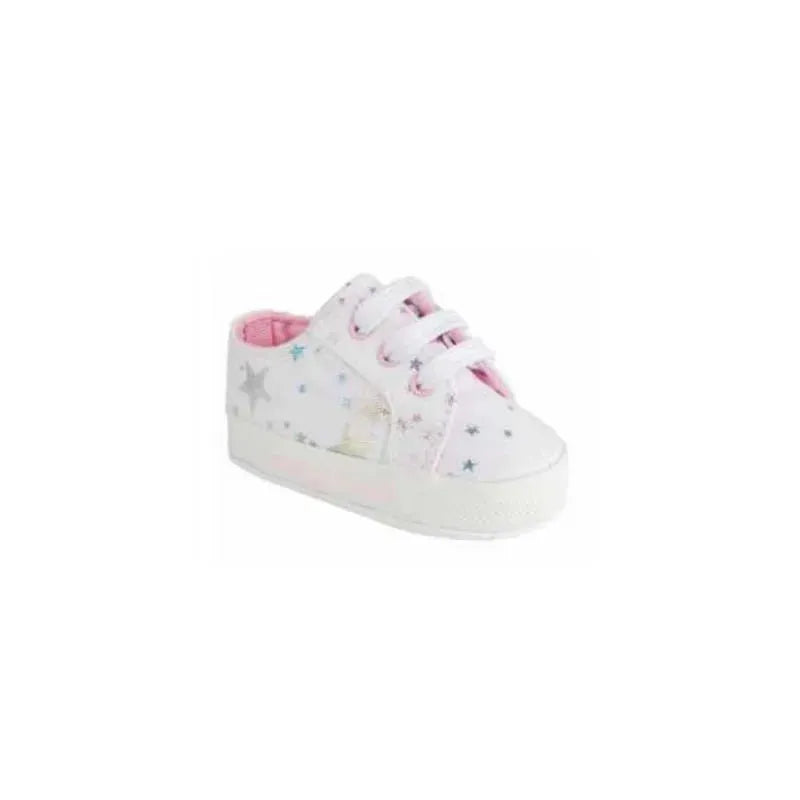 Baby Deer - Baby Twill Sneaker Metallic Star, White Image 1