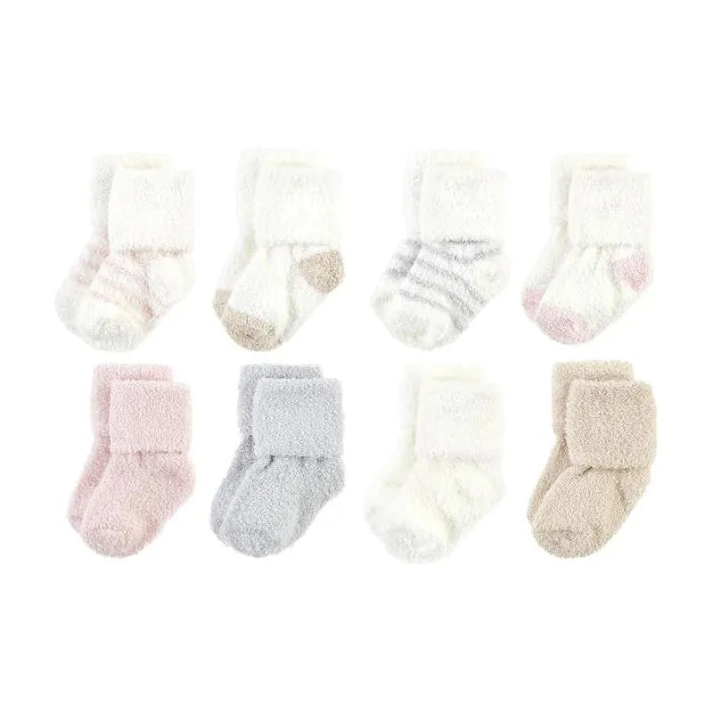 Baby Vision - Chenille Socks 8Pk, Pink Neutral Stripe - Large Image 1