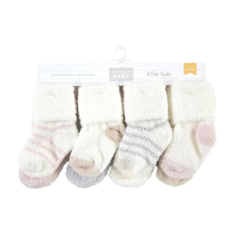 Baby Vision - Chenille Socks 8Pk, Pink Neutral Stripe - Large Image 3