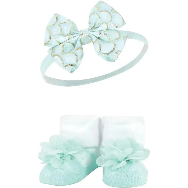 Baby Vision - Hudson Baby Girl's Headband and Socks Giftset, Mermaid Image 2