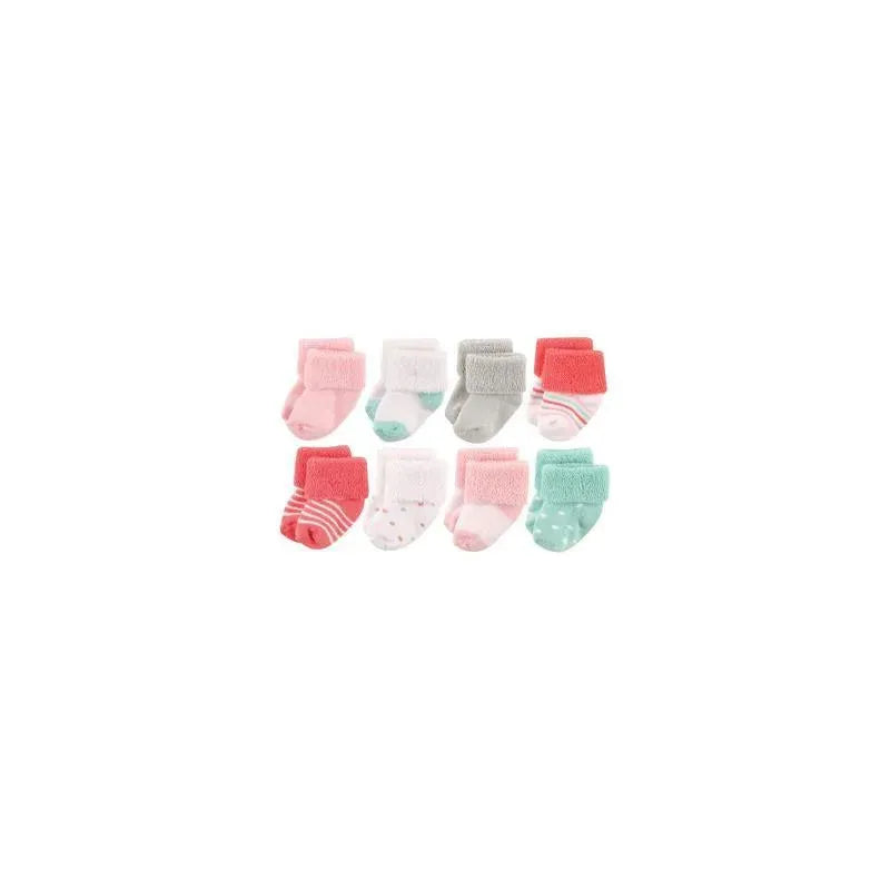 Baby Vision - Luvable Friends Unisex Baby Newborn and Baby Socks Set, Coral Dot, 0-6M, 8Pk Image 1