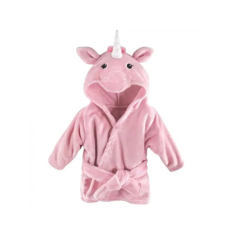 Baby Vision Plush Bathrobes 0-9M, Pink Unicorn Image 1