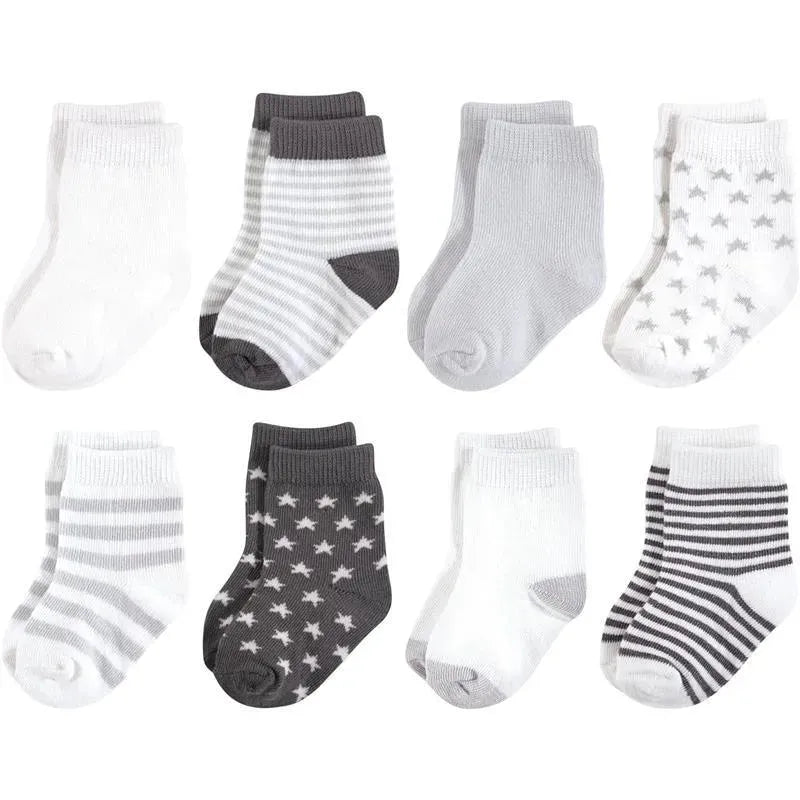 Baby Vision - Touched by Nature Unisex Baby Organic Cotton Socks, Charcoal Stars, 0-6M, 8Pk Image 1