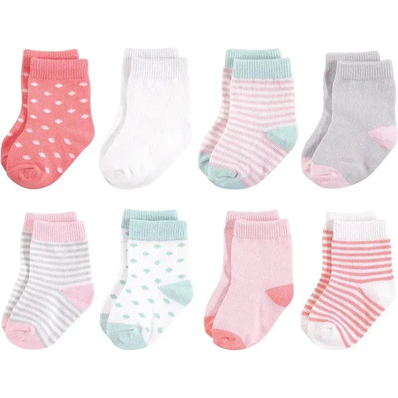 Baby Vision - Touched by Nature Unisex Baby Organic Cotton Socks, Coral Mint, 0-6M, 8Pk Image 1