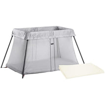 BABYBJORN - Travel Crib Light, Silver + Fitted Sheet Bundle Pack Image 1