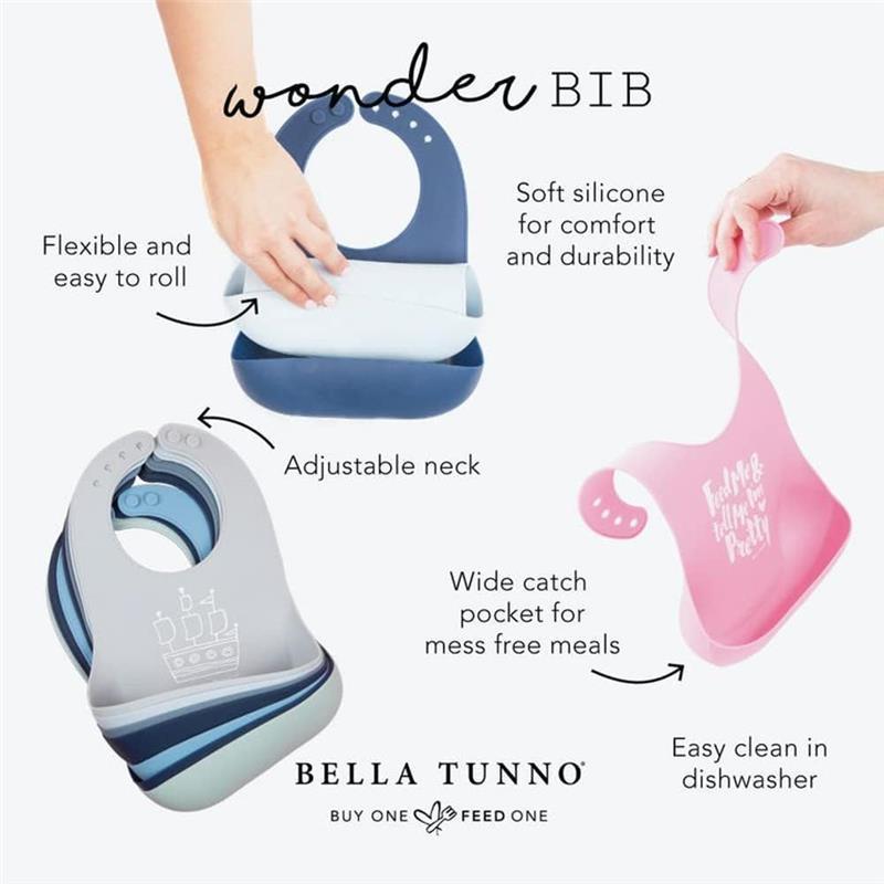 Bella Tunno - Wonder Bib, Silicone Baby Bib for Girls & Boys, Non-toxic BPA Free Soft Silicone Bib, I Love Mom Image 3