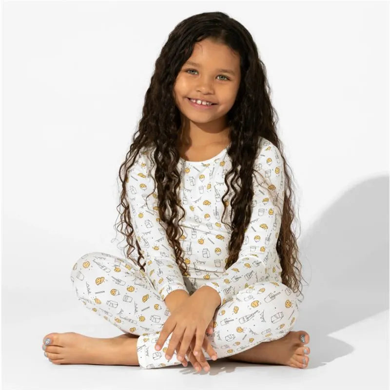 Bellabu Bear - Milk And Cookies Pink Kids Bamboo Pajamas Image 2