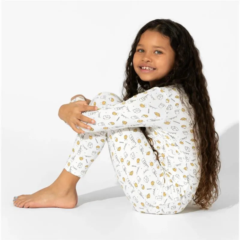 Bellabu Bear - Milk And Cookies Pink Kids Bamboo Pajamas Image 3