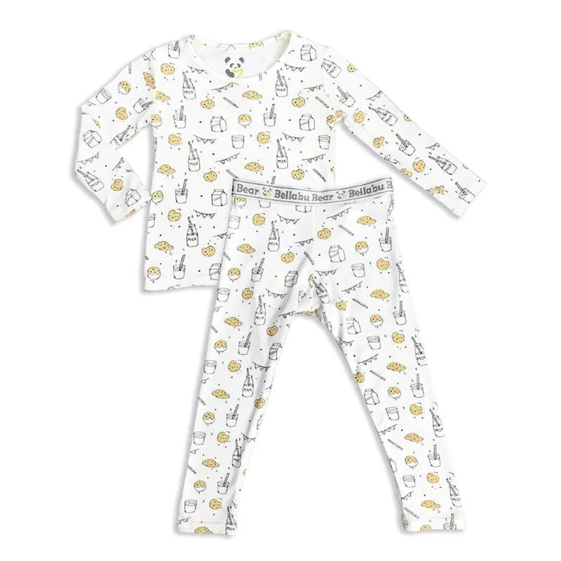 Bellabu Bear - Milk And Cookies Pink Kids Bamboo Pajamas Image 5