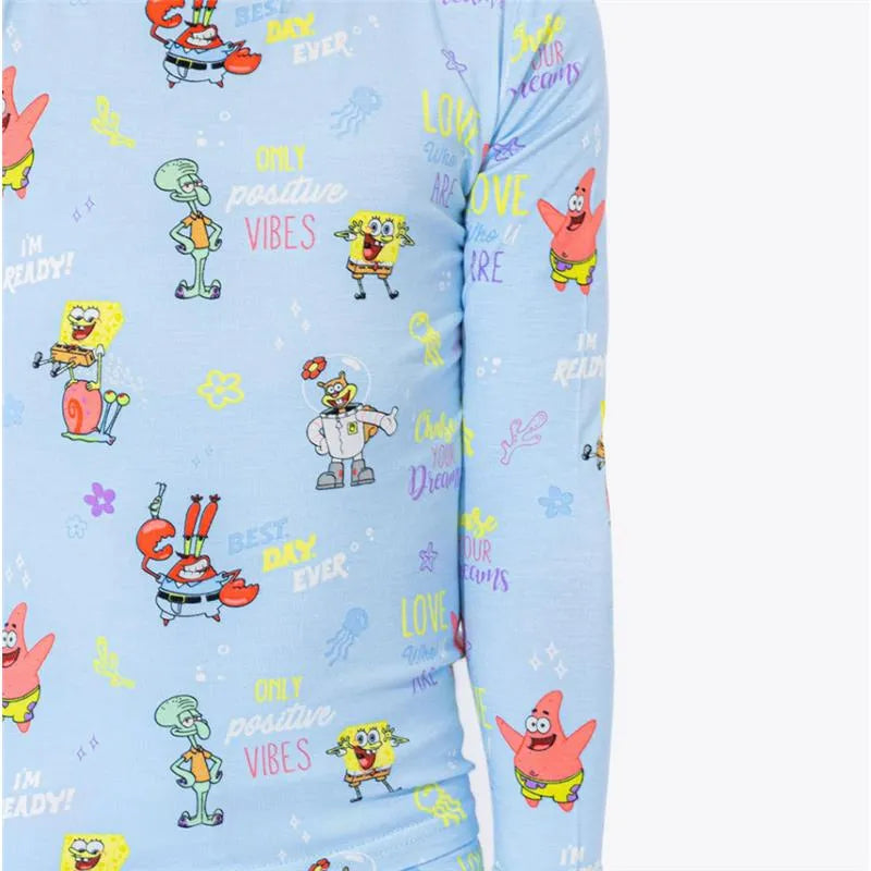 Bellabu Bear - Spongebob Squarepants, Good Vibes Bamboo Kids Pajamas Image 2