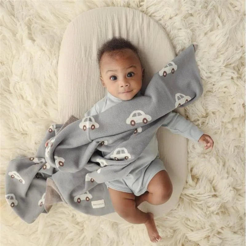 Bleu La La - 100% Luxury Cotton Receiving Swaddle Baby Blanket, Cars Cream Image 3