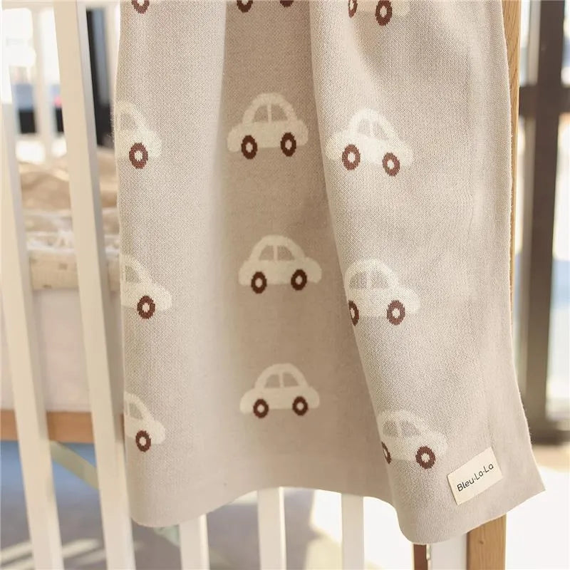 Bleu La La - 100% Luxury Cotton Receiving Swaddle Baby Blanket, Cars Cream Image 8