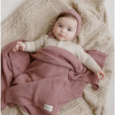 Bleu La La - 100% Organic Cotton Luxury Organic Blanket + Bonnet Hat Set, Beige Image 4